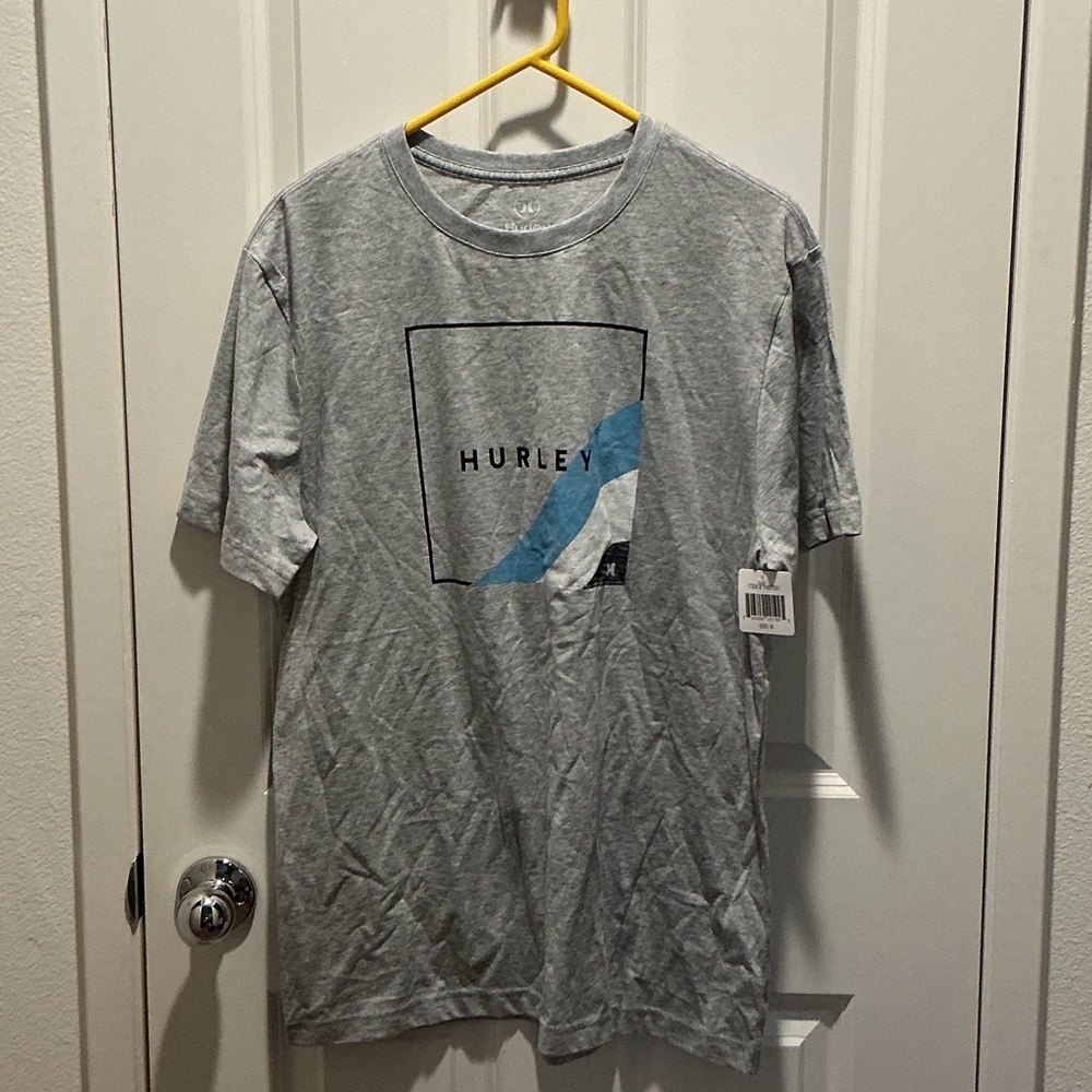 Hurley Gray Tee with Blue Graphic NWT